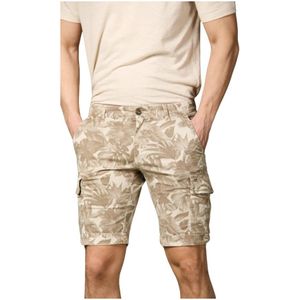 Mason's, Korte broeken, Heren, Beige, 3Xl, Katoen, Beige Bloemen Cargo Bermuda Shorts