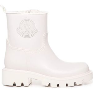 Moncler, Schoenen, Dames, Wit, 37 EU, Nylon, Witte Waterdichte Laarzen met Trekkoordsluiting