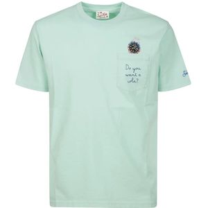 MC2 Saint Barth, Tops, Heren, Blauw, XL, Katoen, Groene Cola Print Katoenen T-Shirt