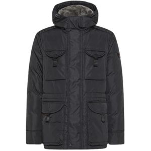 Peuterey, Jassen, Heren, Zwart, S, Luxe winterjas met imitatiebont capuchon