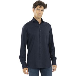 Xacus, Overhemden, Heren, Blauw, 4Xl, Katoen, Italiaans Medium Kraag Flanellen Overhemd