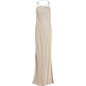 Calvin Klein, Neutrale Taupe Maxi Slip Jurk Beige, Dames, Maat:2XS