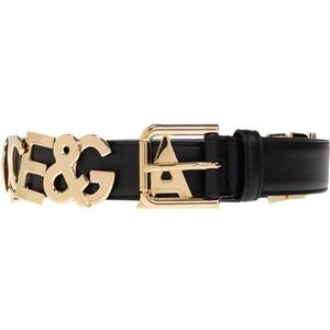 Dolce & Gabbana, Accessoires, Dames, Zwart, 90 CM, Leer, Leren Riem