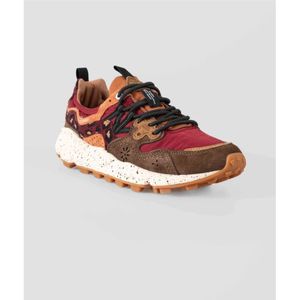 Flower Mountain, Schoenen, Heren, Veelkleurig, 44 EU, Leer, Crème en bruine trekkingstijl sneakers