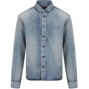 Saint Laurent, Overhemden, Heren, Blauw, M, Katoen, Strand Blauw Relaxte Shirt