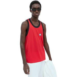 Wales Bonner, Tanktop met Stretch Finish en Logo Patch Rood, Heren, Maat:M