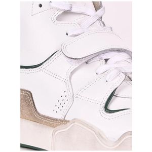 Isabel Marant, Schoenen, Heren, Wit, 42 EU, Leer, Witte High-Top Sneakers met Groene Accenten