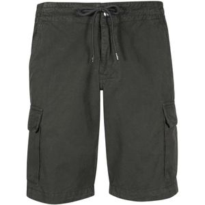 Emporio Armani, Korte broeken, Heren, Grijs, S, Katoen, Katoenen Cargo Shorts - Groen, Rechte Pasvorm, Geborduurd Logo