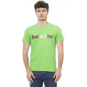 Baldinini, Tops, Heren, Groen, S, Katoen, Groen Katoenen T-Shirt met Voorkant Print