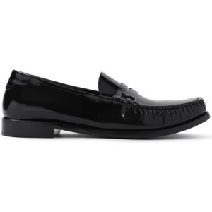 Saint Laurent, Schoenen, Heren, Zwart, 42 EU, Leer, Klassieke Zwarte Loafer Mocassin