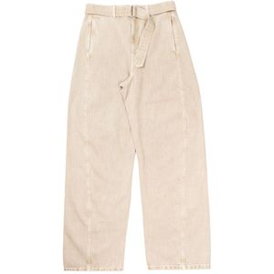 Lemaire, Broeken, Heren, Beige, L, Beige Twisted Broek met Riem