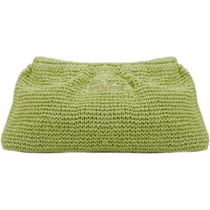 MC2 Saint Barth, Groene gehaakte schoudertas met logo Groen, Dames, Maat:ONE Size