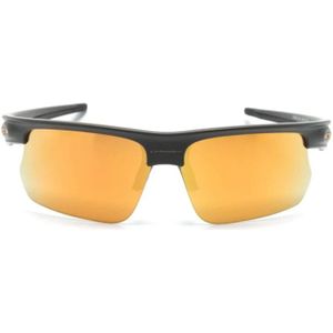 Oakley, Accessoires, unisex, Geel, ONE Size, Gele Spiegelende Zonnebril Rechthoekig Frame