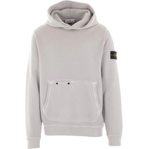 Stone Island, Sweatshirts & Hoodies, Heren, Grijs, M, Katoen, Grijze Hoodie van Katoenen Jersey