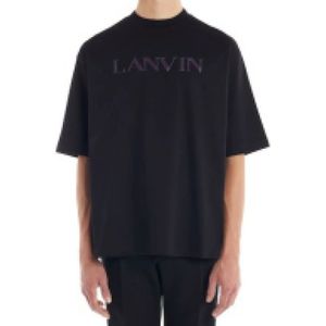 Lanvin, Tops, Heren, Zwart, L, Katoen, Zwarte Oversized T-shirts en Polos