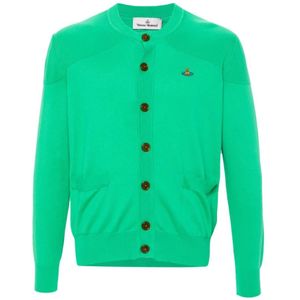 Vivienne Westwood, Truien, Heren, Groen, S, Katoen, Groene Gebreide Trui Orb Logo