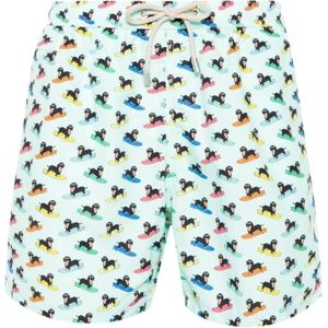 MC2 Saint Barth, Badkleding, Heren, Veelkleurig, XL, Polyester, Basset Surf Print Zwemshorts