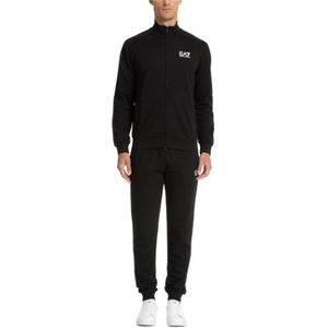 Emporio Armani Ea7, Sport, Heren, Zwart, L, Katoen, Effen Rits Tracksuit met Logo