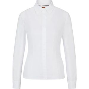 Hugo Boss, Blouses & Shirts, Dames, Wit, M, Katoen, Klassieke Witte Slim Fit Overhemd