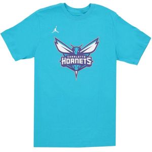 Jordan, Tops, Heren, Blauw, S, Katoen, Charlotte Hornets Logo T-shirt