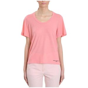 Stella McCartney, Tops, Dames, Roze, S, Katoen, 2001 Logo T-Shirt, Roze Korte Mouw, 100% Katoen
