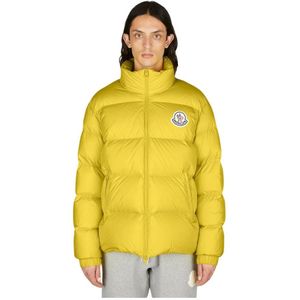 Moncler, Jassen, Heren, Geel, L, Gewatteerde korte donsjas