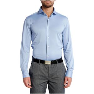 Hugo Boss, Overhemden, Heren, Blauw, XL, Polyester, Slim Fit Stretch Stof Herenoverhemd - Celeste