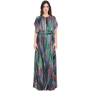 Just Cavalli, Multicolor Georgette Lurex Maxi Jurk Veelkleurig, Dames, Maat:S