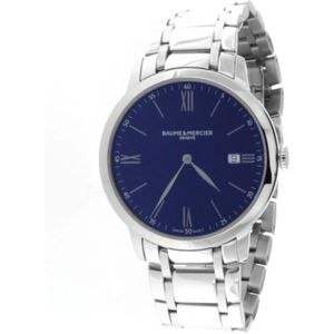 Baume et Mercier, Classima 10382 Quartz Blauwe Wijzerplaat Horloge Blauw, Dames, Maat:ONE Size