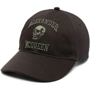 Alexander McQueen, Accessoires, Heren, Zwart, L, Zwarte Hoed met Geborduurd Logo