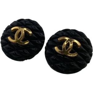 Chanel Vintage, Pre-owned Metal earrings Zwart, Dames, Maat:ONE Size