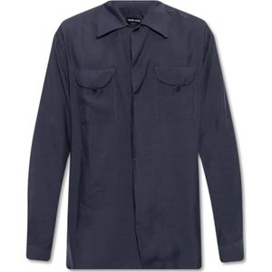 Giorgio Armani, Overhemden, Heren, Blauw, L, Shirt met zakken