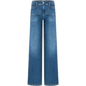 Cambio, Jeans, Dames, Blauw, S, Denim, Wijde broek