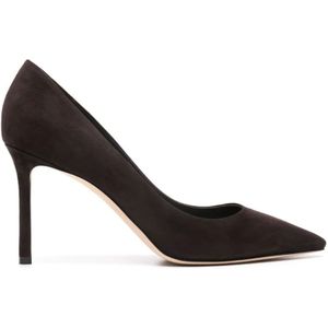 Jimmy Choo, Schoenen, Dames, Bruin, 37 EU, Suède, Bruine Suède Pumps Met Puntige Hak