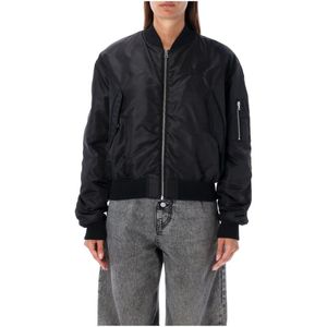 MM6 Maison Margiela, Jassen, Dames, Zwart, 2Xs, Nylon, Zwarte Bomber Nylon Buitenkleding Aw 24