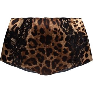 Dolce & Gabbana, Ondergoed, Dames, Bruin, M, Leer, Hoog getailleerde slips