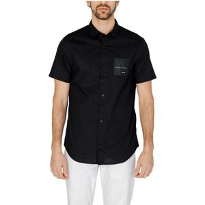 Armani Exchange, Overhemden, Heren, Zwart, S, Katoen, Heren korte mouw overhemd