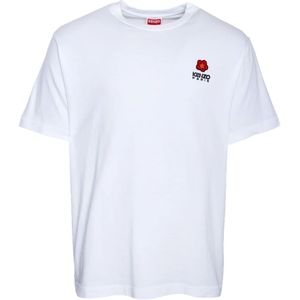 Kenzo, Tops, Heren, Wit, L, Bloem Crest T-Shirt