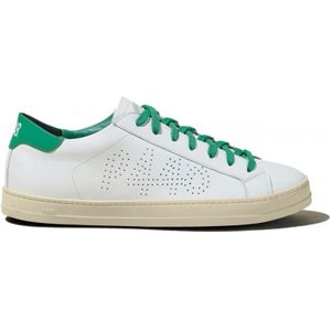 P448, Witte leren sneakers met groene accenten Wit, Heren, Maat:41 EU