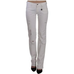 Costume National, White Cotton Slim Fit Straight Jeans Pants Wit, Dames, Maat:W26