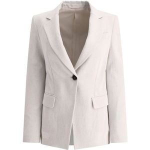 Brunello Cucinelli, Katoenmix Blazer Grijs, Dames, Maat:XS