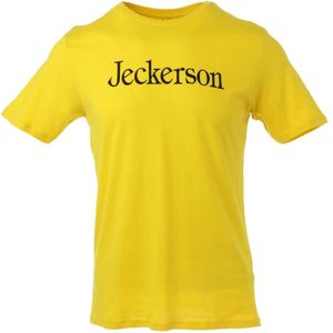 Jeckerson, Tops, Heren, Geel, M, Katoen, Gele Print T-Shirt