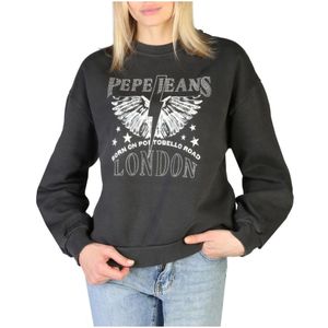 Pepe Jeans, Sweatshirts & Hoodies, Dames, Zwart, S, Katoen, Sweatshirt met logo-applicaties
