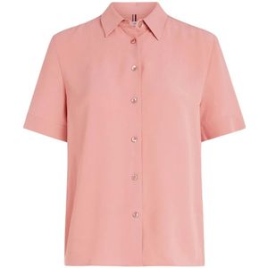 Tommy Hilfiger, Blouses & Shirts, Dames, Roze, L, Damesoverhemd met korte mouwen