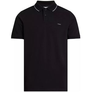 Calvin Klein, Slim Fit Biologisch Katoenen Piqué Polo Shirt Zwart, Heren, Maat:2XL