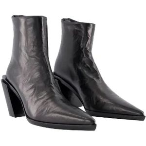 Ann Demeulemeester, Schoenen, Dames, Zwart, 40 EU, Leer, Leren laarzen van glad lamsskin