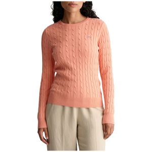 Gant, Truien, Dames, Roze, L, Katoen, Stretch Cotton Cable C-Neck Sweater