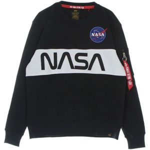 Alpha Industries, Sweatshirts & Hoodies, Heren, Blauw, S, Katoen, Nasa Crewneck Sweatshirt Blauw