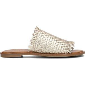 Lina Locchi, Schoenen, Dames, Geel, 36 EU, Leer, Gouden Leren Slippers