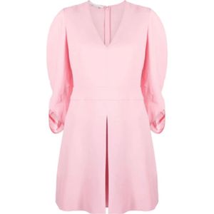 Stella McCartney, Roze Box-Pleat V-Hals Jurk Roze, Dames, Maat:S